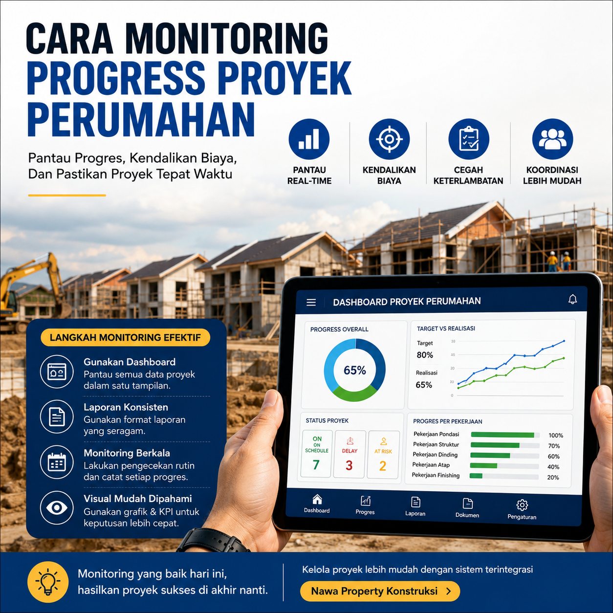 Cara Monitoring Progress Proyek Perumahan Agar Tidak Berantakan