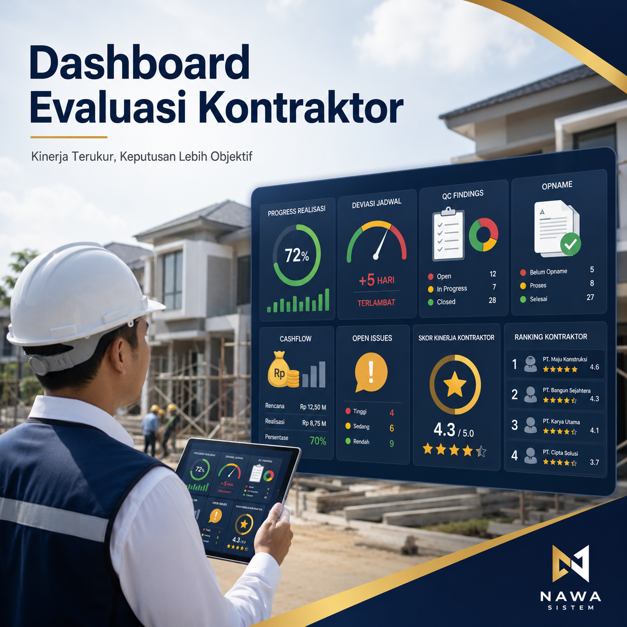 Dashboard Evaluasi Kontraktor untuk Menilai Kinerja Proyek Lebih Objektif