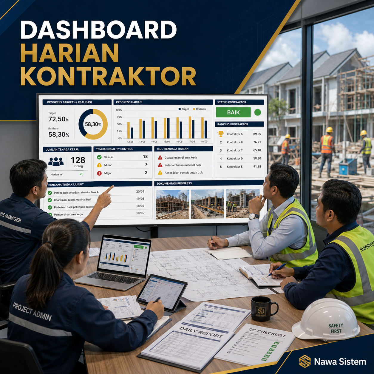 Dashboard Monitoring Harian Kontraktor untuk Kontrol Proyek Lebih Rapi