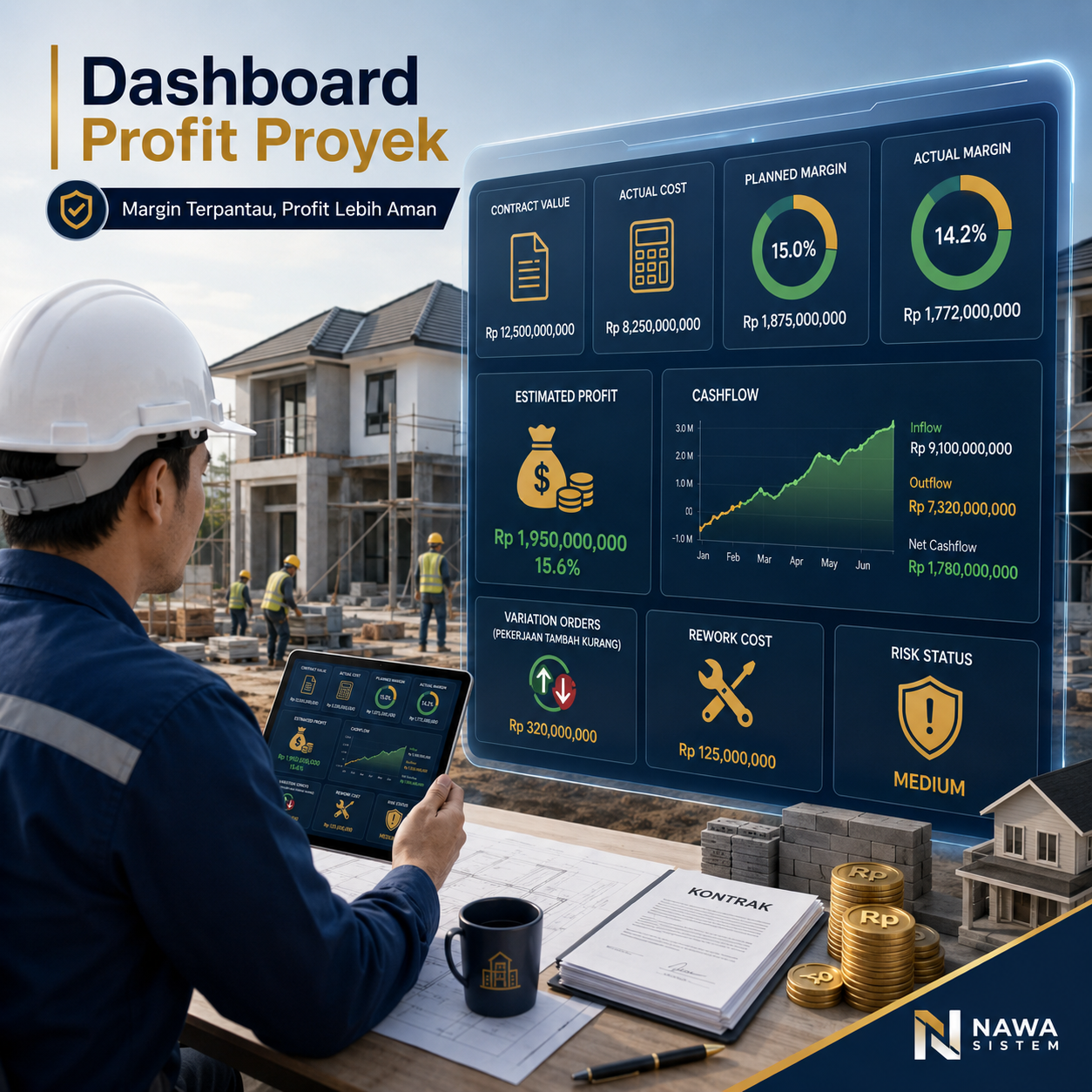 Dashboard Profit Proyek untuk Mengontrol Margin dan Keuntungan Kontraktor