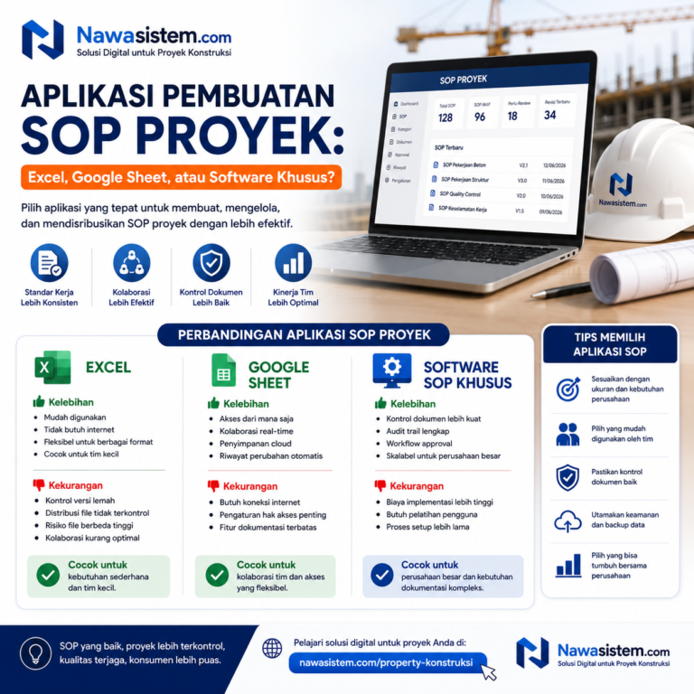 Aplikasi Pembuatan SOP Proyek Excel, Google Sheet, atau Software Khusus