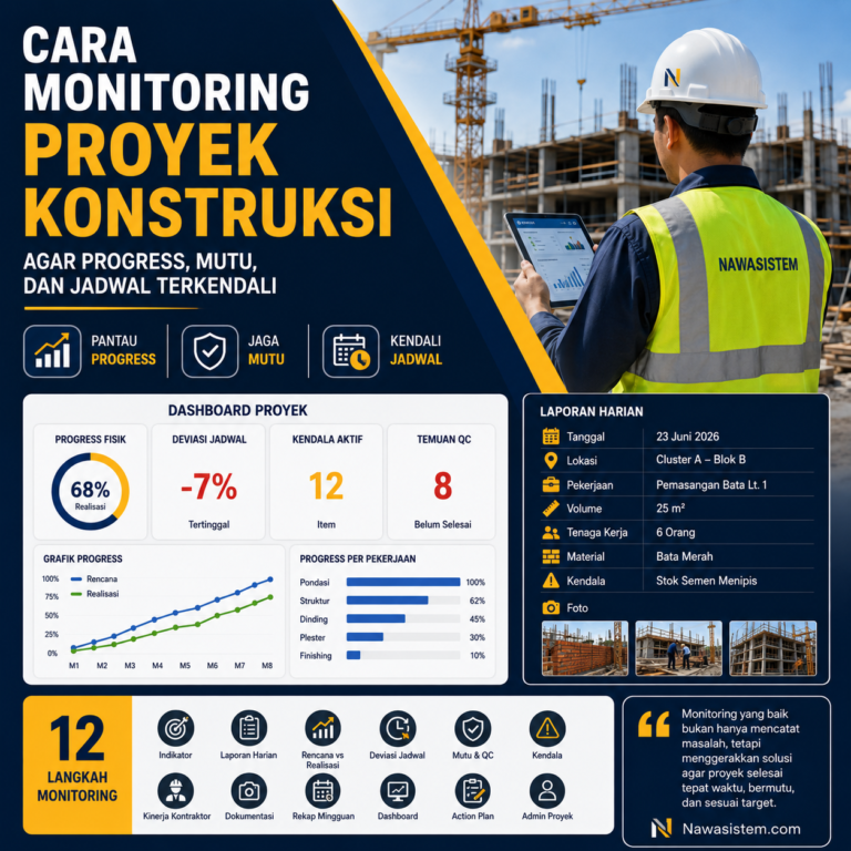 Cara Monitoring Proyek Konstruksi agar Progress, Mutu, dan Jadwal Terkendali