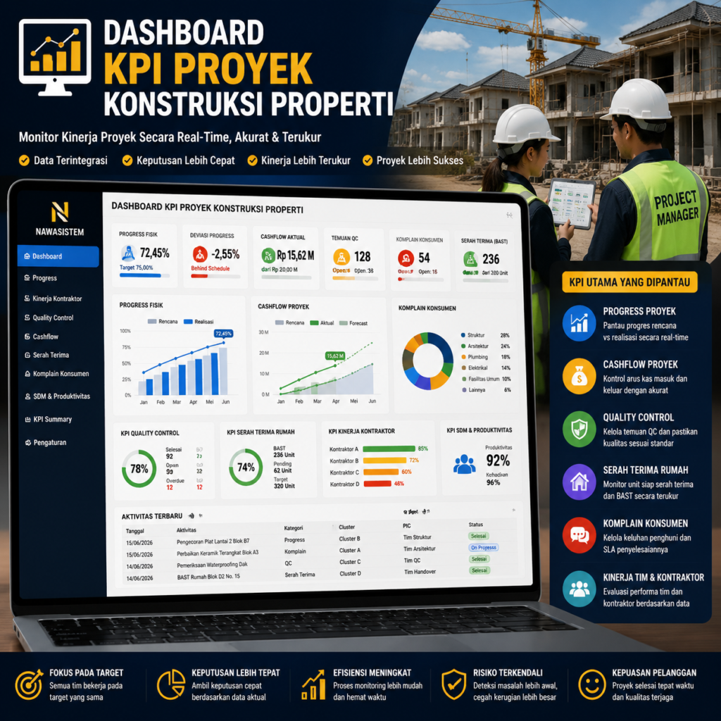Dashboard KPI Proyek Konstruksi Properti Cara Mengukur Kinerja Proyek Secara Lebih Akurat dan Terukur