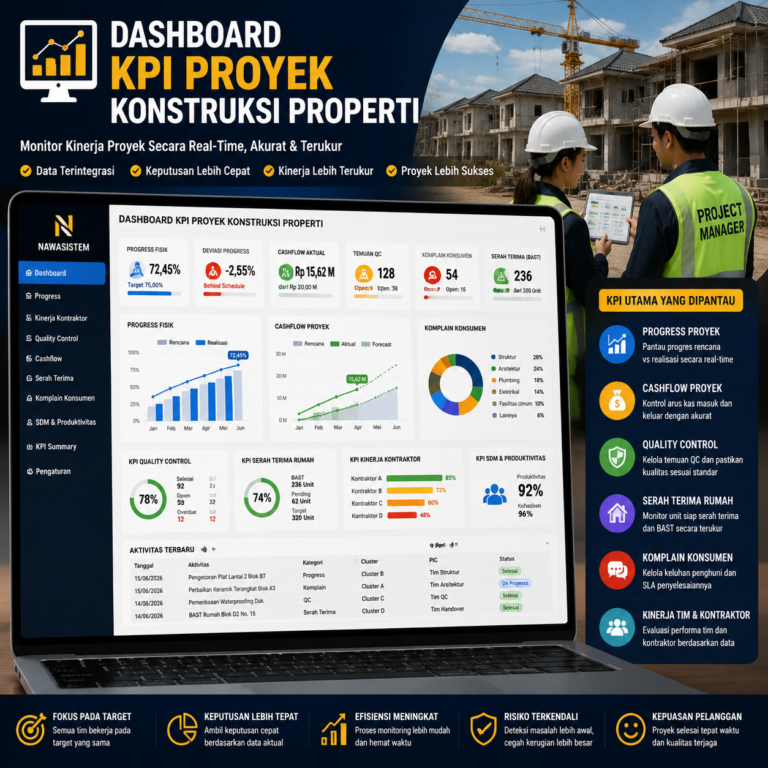 Dashboard KPI Proyek Konstruksi Properti Cara Mengukur Kinerja Proyek Secara Lebih Akurat dan Terukur