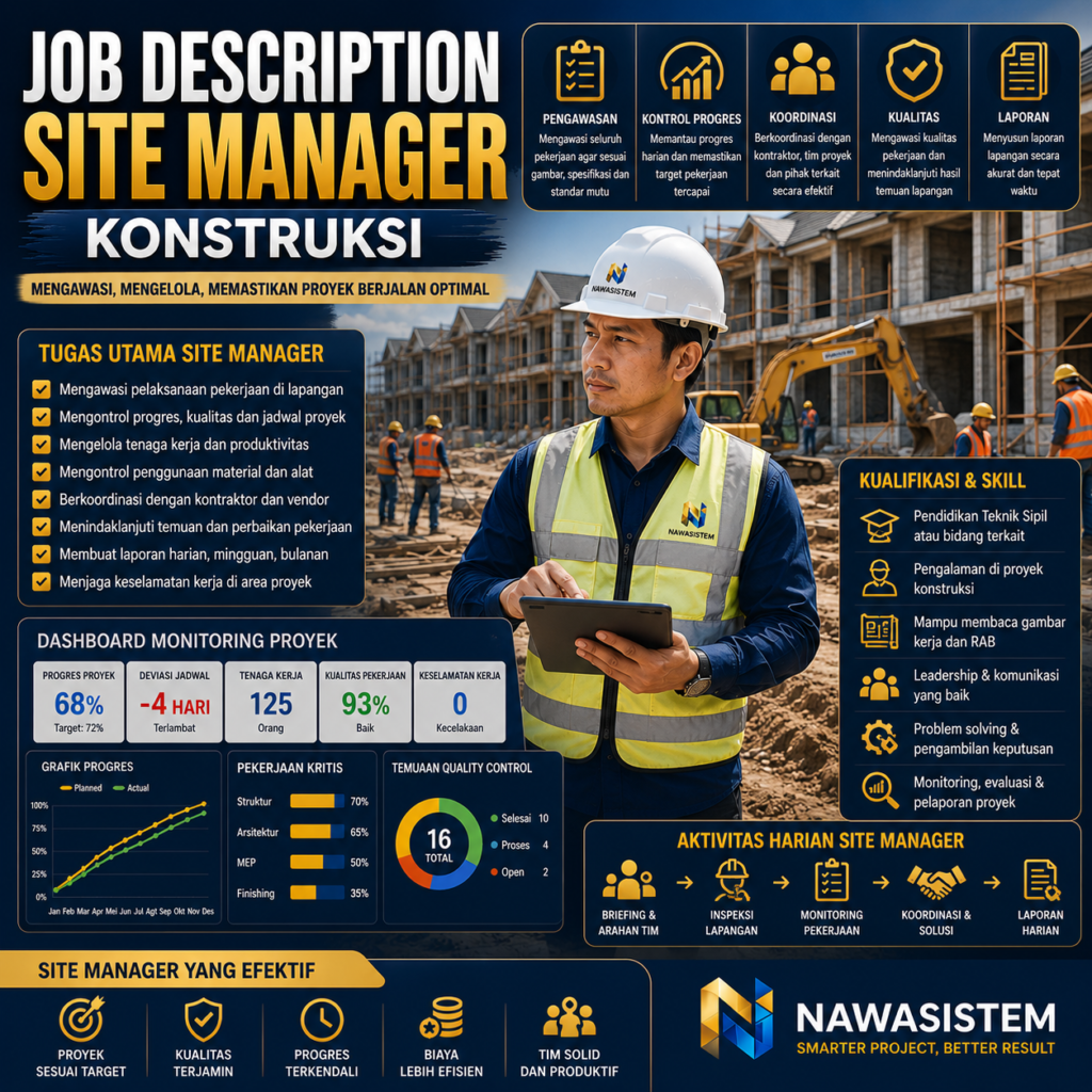 Job Description Site Manager Konstruksi Tugas, Tanggung Jawab, dan Kualifikasi yang Dibutuhkan