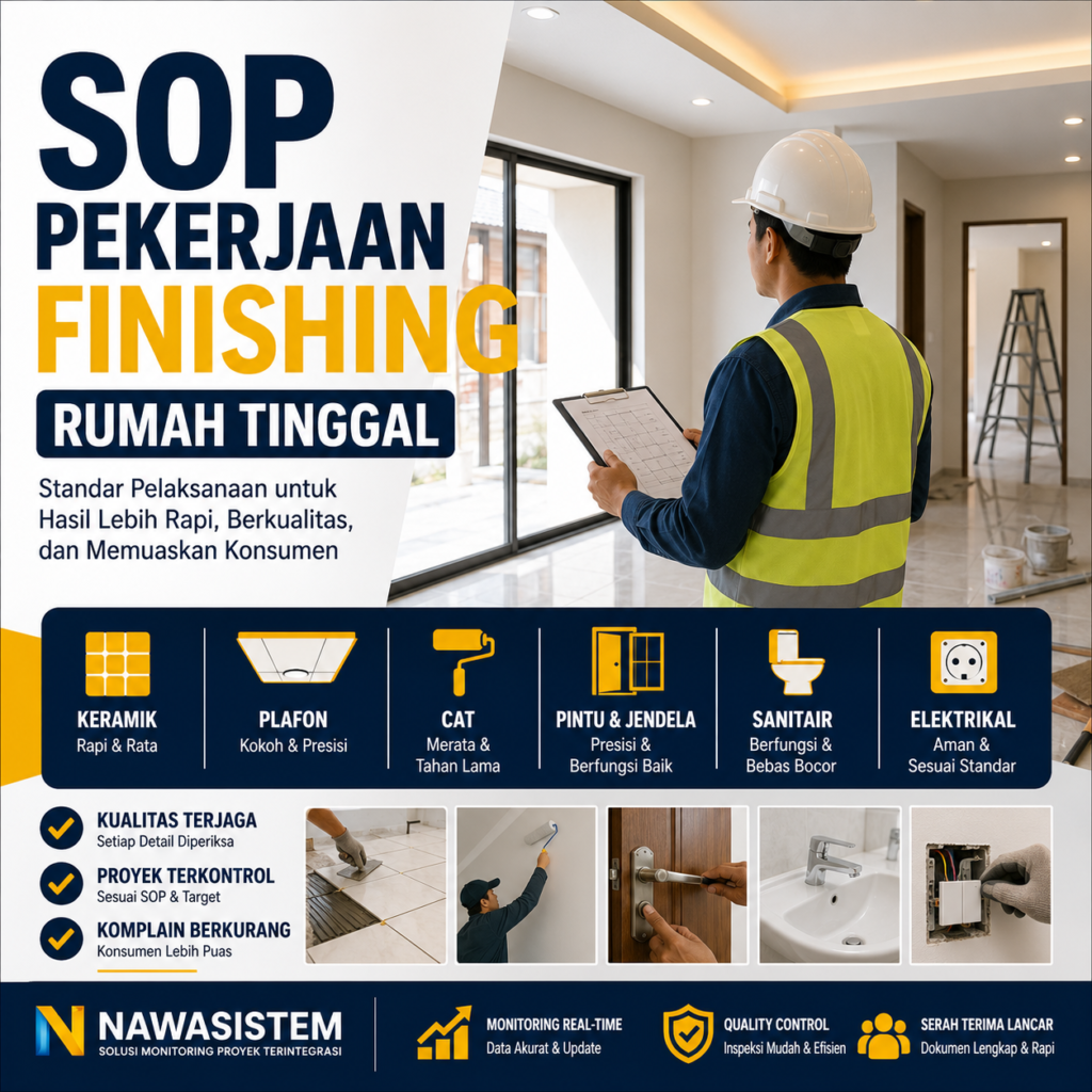 SOP Pekerjaan Finishing Rumah Tinggal Standar Pelaksanaan Agar Hasil Rumah Lebih Rapi dan Berkualitas