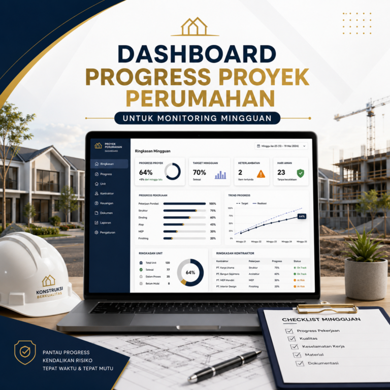 Dashboard Progress Proyek Perumahan untuk Monitoring Mingguan
